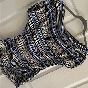 NWT WHBM Hillary striped asymmetrical ruched top